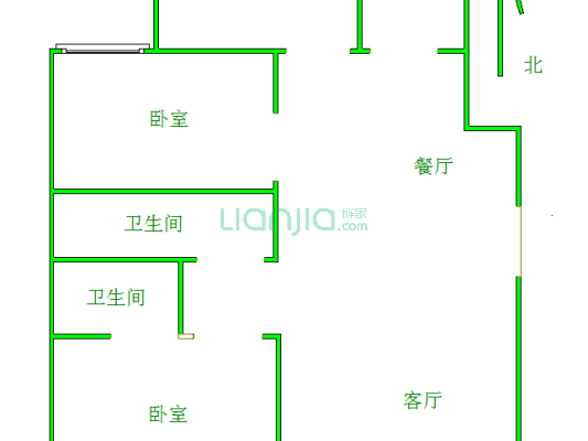 天瑞馨居 3室2厅 南 北-户型图