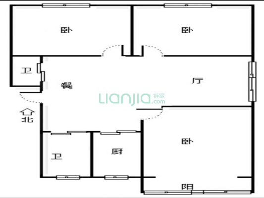 华光小区 3室2厅 南 北-户型图
