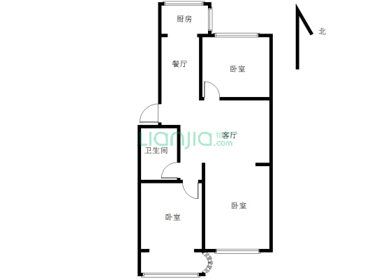 新华小区，精装修三室，中间楼层，看房方便，户型方正-户型图