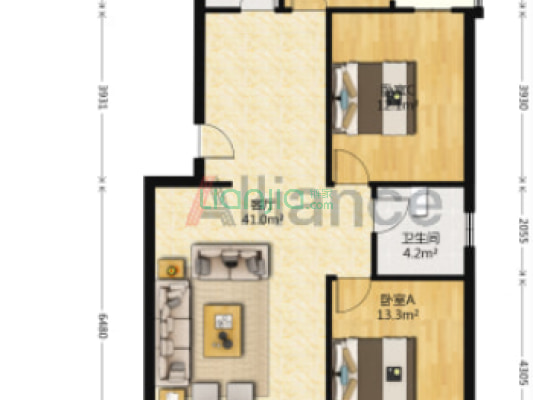 集体供暖...精装修自住 出门就是公园-户型图