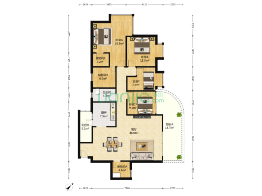 金和苑 4室1厅1卫 157平方