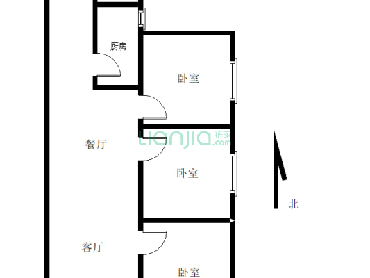 建井三处高层 100平精装三室两厅 带80平花园-户型图