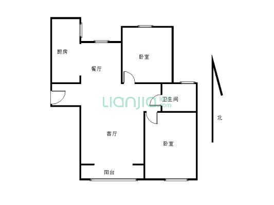 香江二期93平毛坯现房大两室本两年可贷款采光好无遮挡-户型图