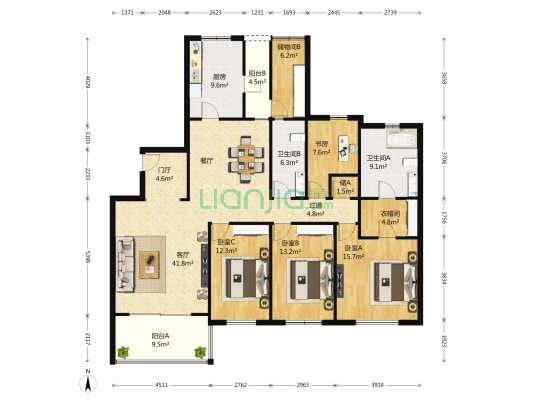 晋合金桥世家 4室1厅2卫 225平方