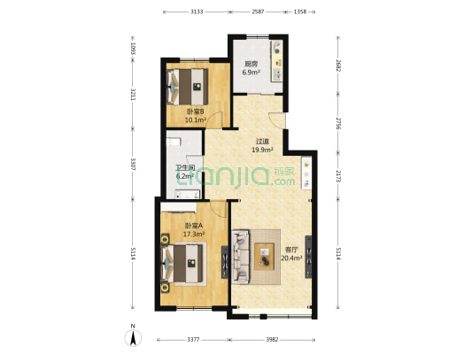 宏达公寓(塘沽区) 2室1厅1卫 126平方