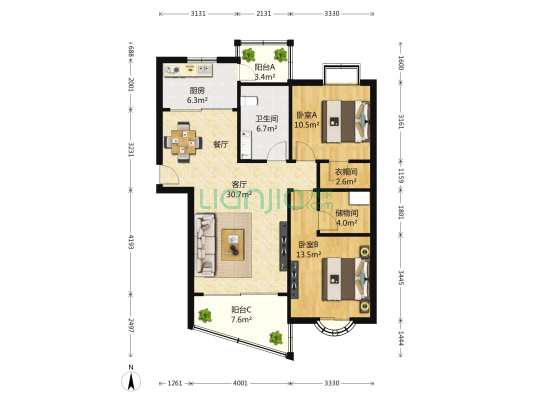 金日世家 2室1厅1卫 126平方