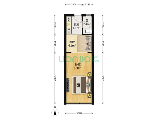工人新村 1室1厅1卫 35平方