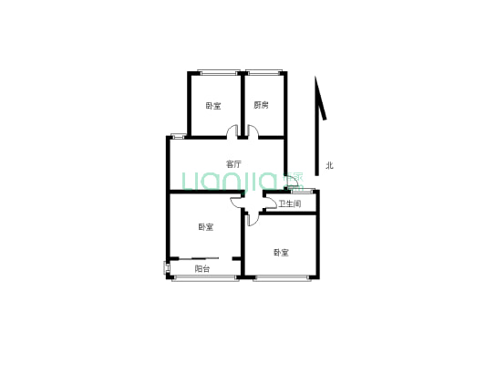绿云小区三室一厅简单装修南北通透带20平左右下的地室-户型图