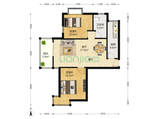 临汾名城北区(汾西路88弄) 2室2厅1卫 95平方