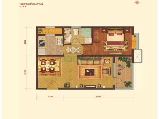 鸿坤正规一居室   全明格局   精装修   随时看房-户型图