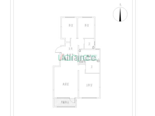 大社区一期洋房  南北通透  户型方正 南采光视野好-户型图