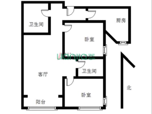 涿州开发区御景园朝南两居室精装修诚意出售-户型图