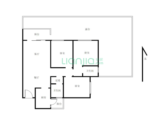 金域名邸带150平大平台的三室两厅双卫-户型图