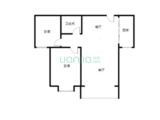 双塔片区距离西丁500米，精装修大2居，无遮挡-户型图