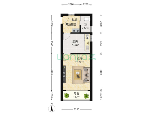 新风小区 1室1厅1卫 42平方