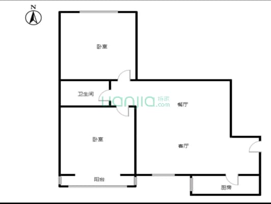 鼓楼新城很好的一套2居室房子  业主诚意出售-户型图