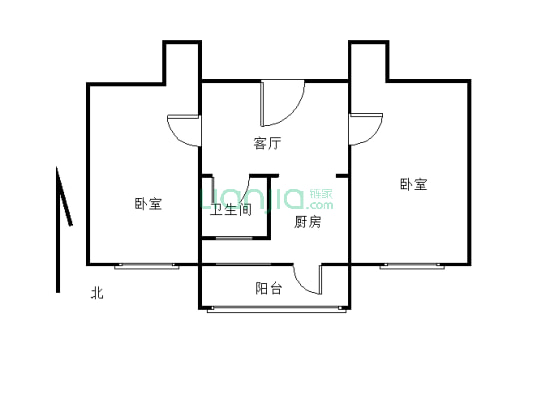 阳光苑小区 两室一厅 中间楼层  户型方正-户型图