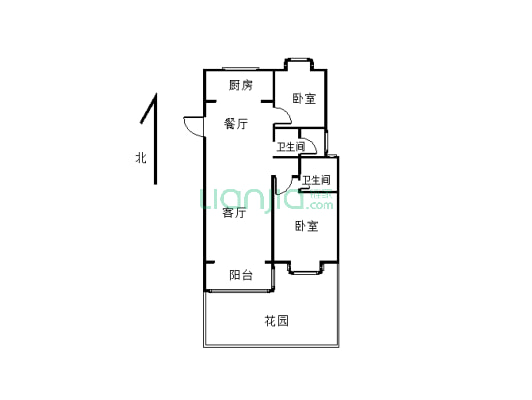 建昌城市花园一楼带院子两室，可走一收房更名，可贷款-户型图