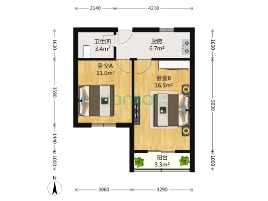 新华路261弄 2室0厅1卫 49平方