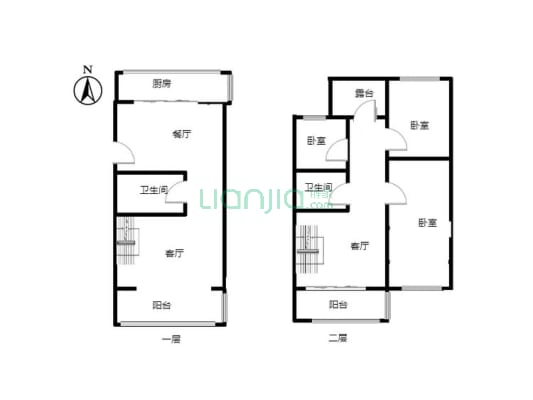 金冠家园 3室2厅 南 北-户型图