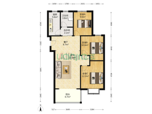 平安D区 采光无影响  有装修 拎包入住-户型图