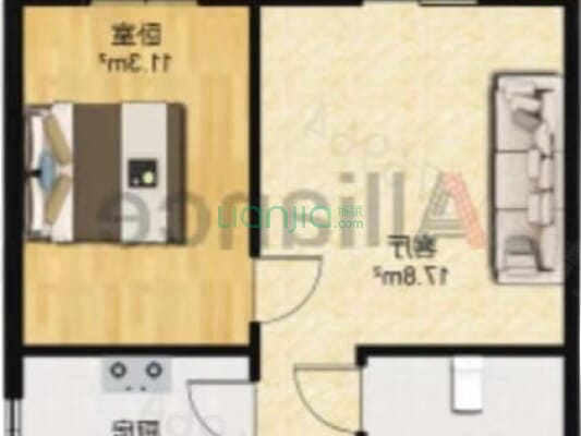汇元国际 2室1厅 西北-户型图