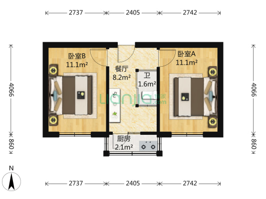 金纺小区 一楼做门头商用 两室一厅 简装