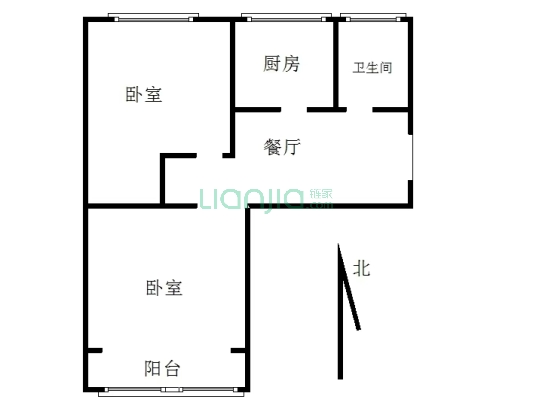 三五四三社区居民委员会 2室1厅 南 北-户型图