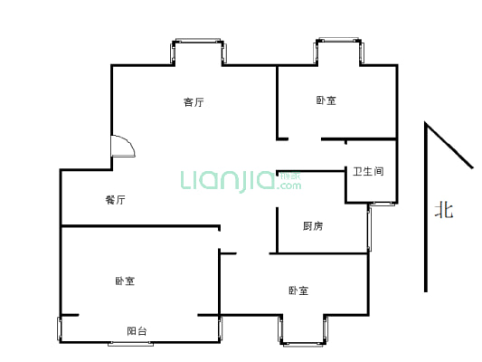 荣盛社区三室简单装修拎包入住看房方便-户型图