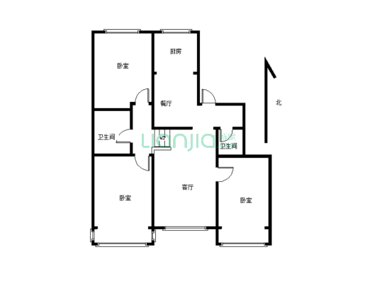 松洲小区 步梯二楼 精装大三室 位置好 看房随时-户型图