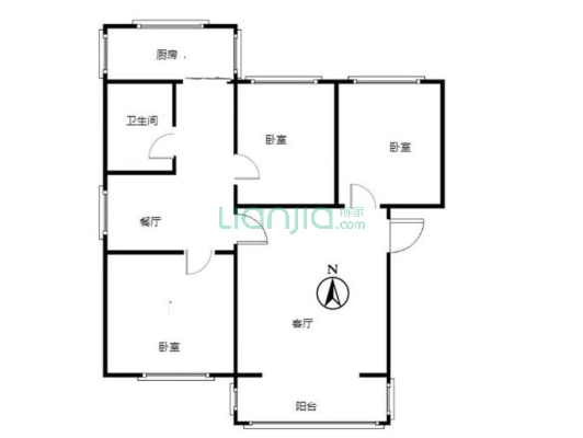 光明小区 中间楼层 简单装修 采光好 无遮挡-户型图