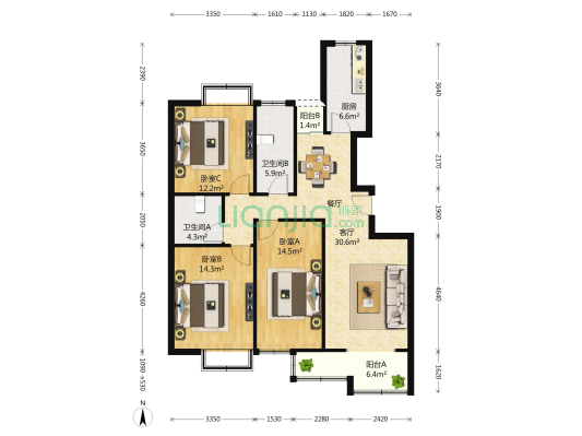 金枫苑 3室1厅2卫 0平方