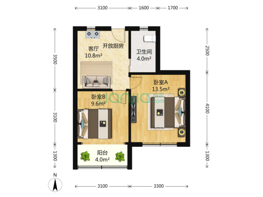 东义路21弄 2室1厅1卫 52平方