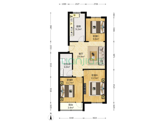 圣富花苑 3室1厅1卫 95平方