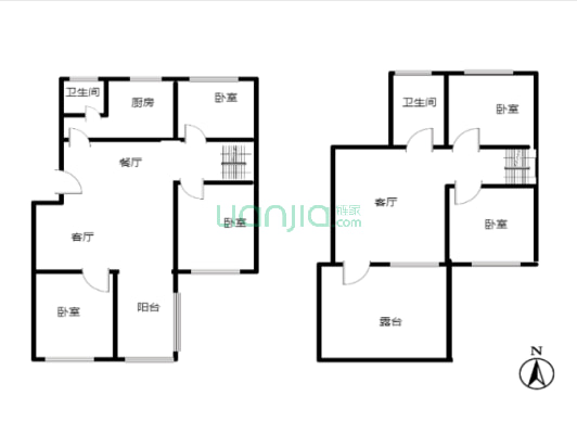 物探六号院复式 近南门 基础硬装已做 南向露台-户型图