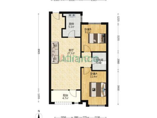 大社区 南北通透 好楼层 采光视野好 北京公交直达小区-户型图