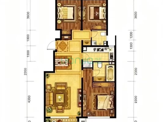 桃源新都孔雀城 3室2厅 南 北-户型图