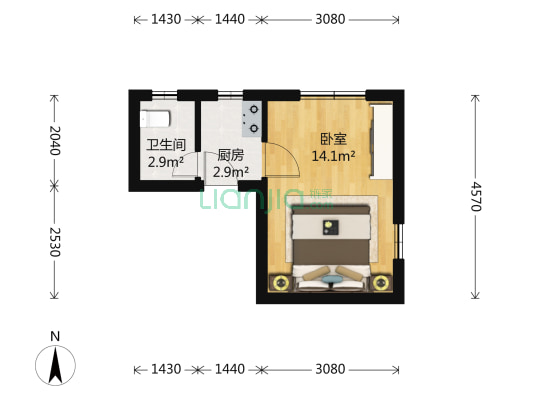 锦西路150弄 1室0厅1卫 27平方