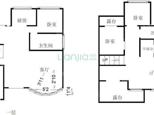 双拼别墅，房本满五唯一，户型好，宽敞通透，居住舒适-户型图