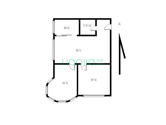 玉龙家园 步梯二楼 可以商用 独立两室 客厅有窗户-户型图
