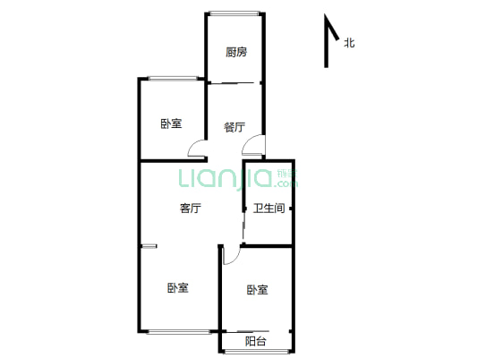 新华小区89.33平米 三室2厅 单价5900-户型图