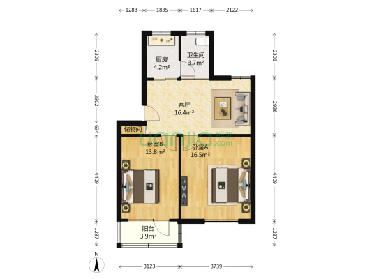 新川路742弄 2室1厅1卫 73平方