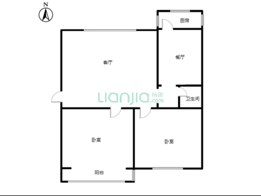 物探局园林社区 两居采光通风好 集中供暖 采光充足-户型图