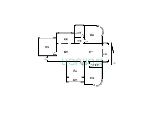 绿景花园四室两厅两卫  中间楼层  精装修 带家具家电-户型图