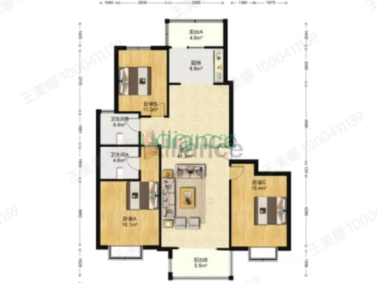 农大 南北通透大三居 停车免费 物业费低-户型图