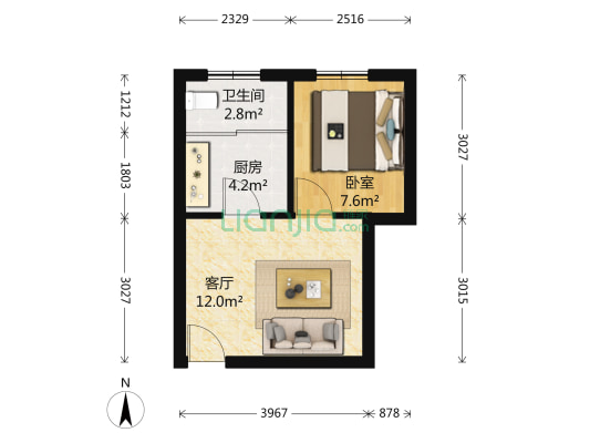 聚亿经典花园 1室1厅1卫 37平方