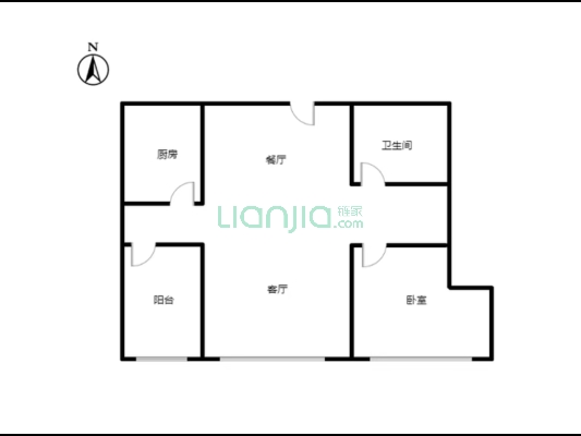 全阳正规一居 全天采光 一室一厅-户型图