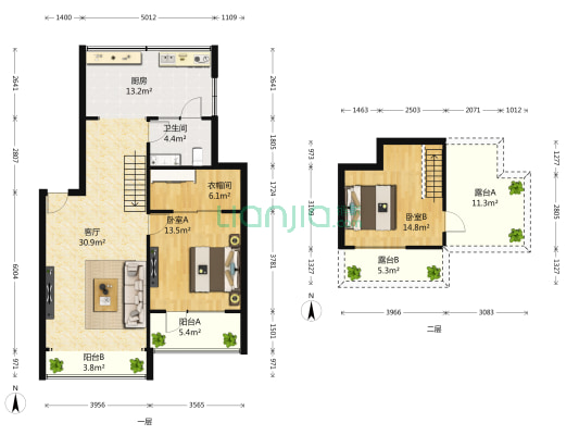 小区近万达广场,房子产权面积小,赠送面积大