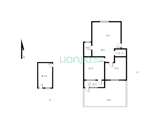 一楼带院直通地下室，直接更名，可以贷款-户型图