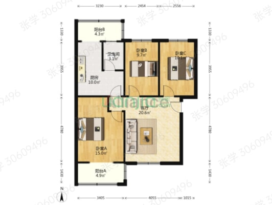 此房子满五唯一， 税费低，南北通透视野好。-户型图